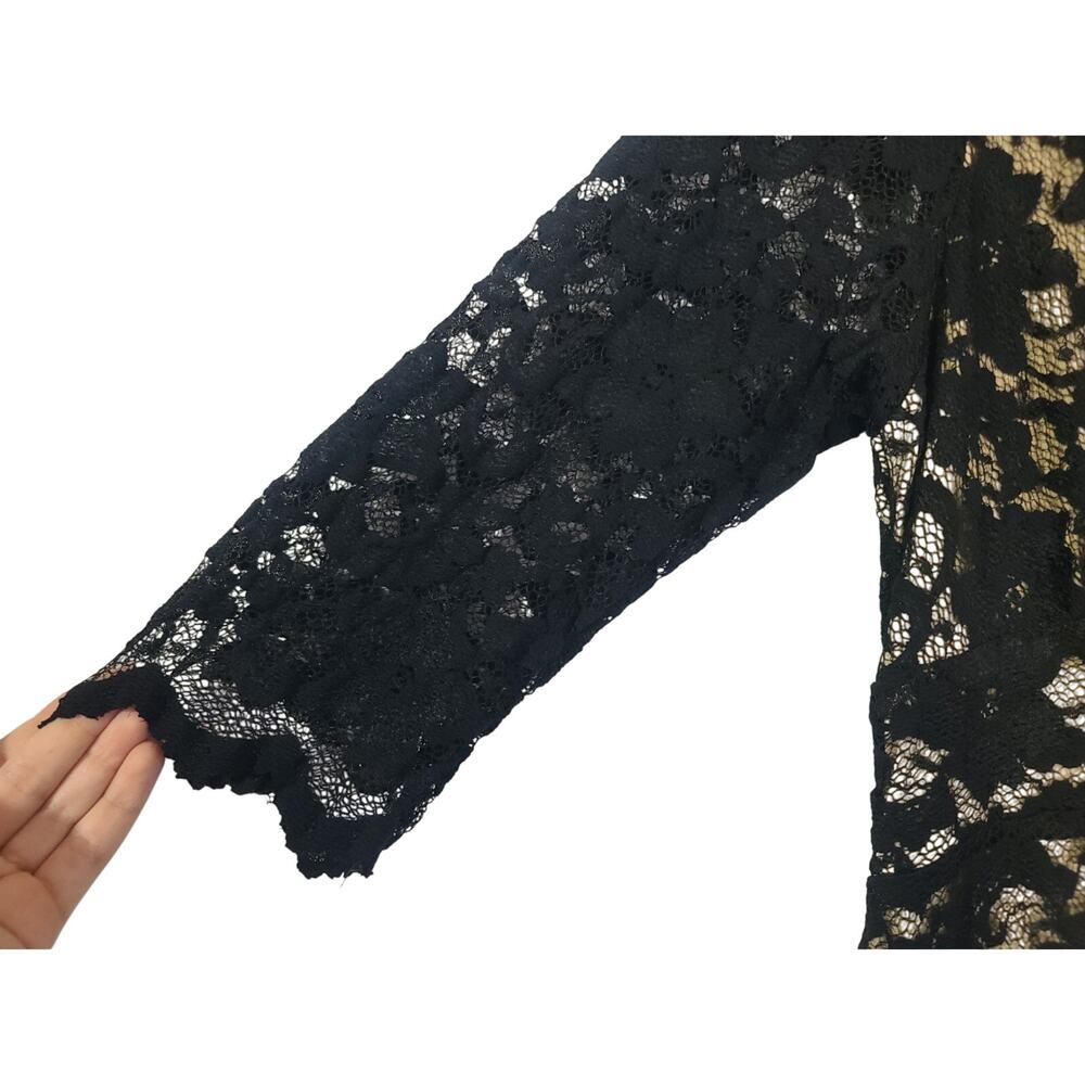 Kiyonna Scalloped Boudoir Black Lace Sheath Dress 1X Plus - Picture 5 of 7